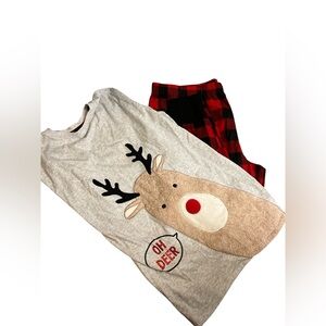 Unisex Size 2X Holiday Pajama Set Buffalo Plaid